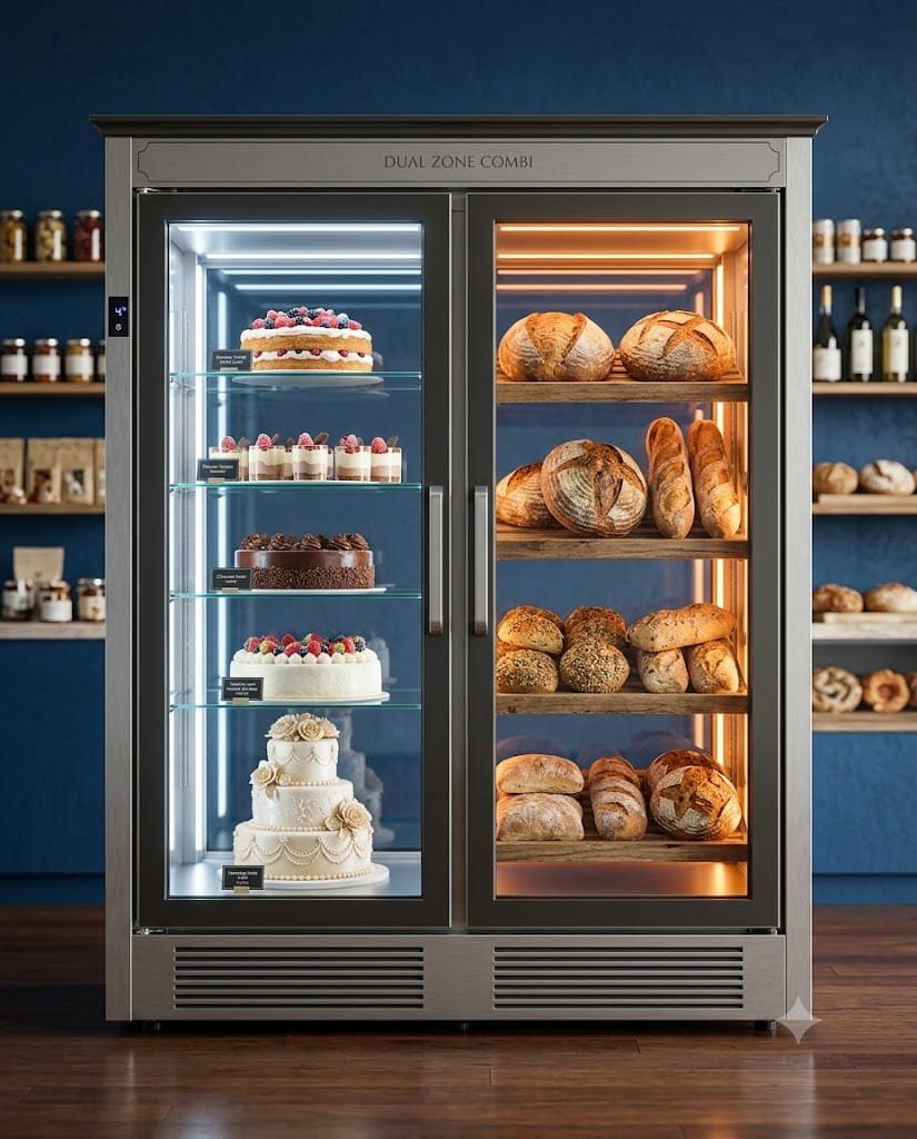 Dual-Zone (Cold / Ambient) Combi Showcase — PEZO Specialized Showcases (Heated / Dual-Zone) cake display cabinet